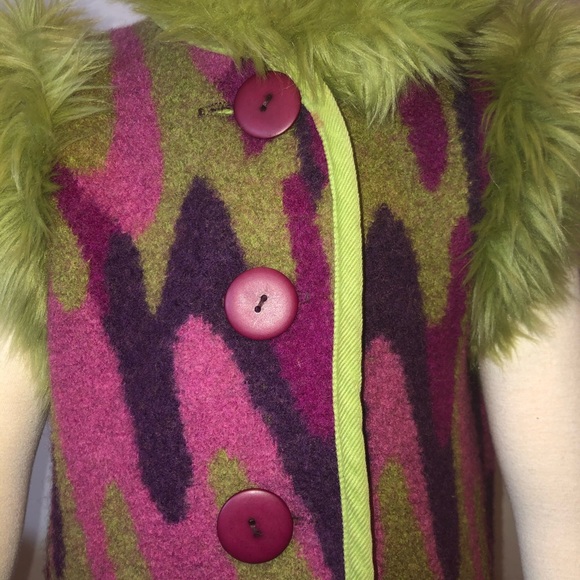 Koochi Ku Girls’ Jacket Vest Faux Shag Trim Sz 4/5 - Picture 2 of 8